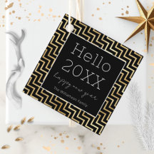 New Years Eve Party Modern Black Gold Chevron