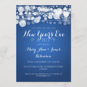 New Year's Eve Party Modern Dots Blue Invitation