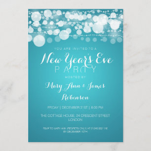 New Year's Eve Party Modern Dots Turquoise Invitation