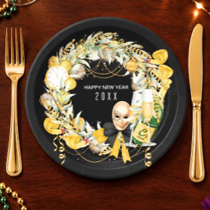 New Year's Eve Party Paper Plate Elegant Wreath