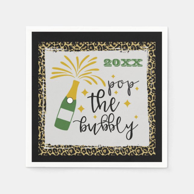 New Years Eve Party Pop The Bubbly Champagne Napkin (Front)