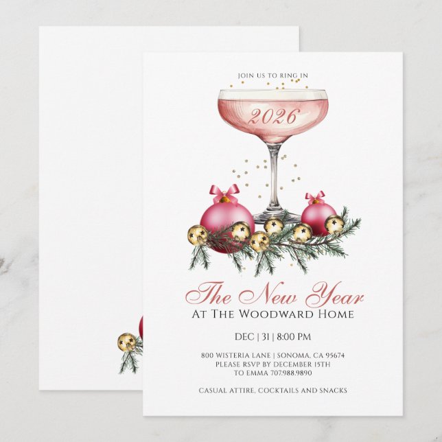 New Year's Eve Party Ring In The New Year Invitation (Front/Back)