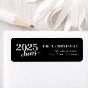 New Year's Eve Party Silver & Black Return Address