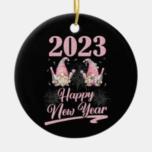 New Years Eve Party Supplies 2023 Gnome Happy Ceramic Ornament