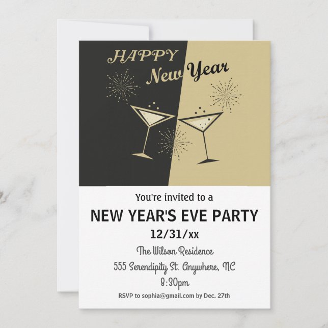 New Years Eve Party Vintage Cheers Invitation (Front)