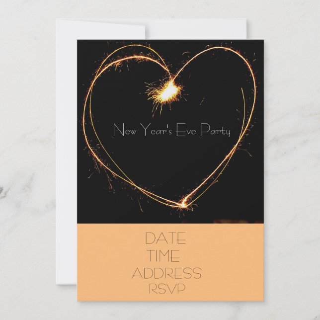 New Year's Eve party with heart sparklers Invitation (Front)