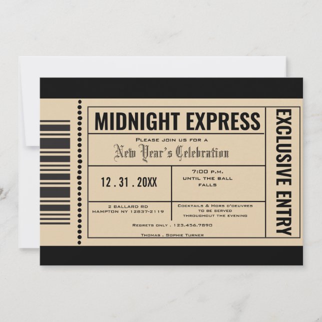New Years Eve Ticket Invitations Party (Front)