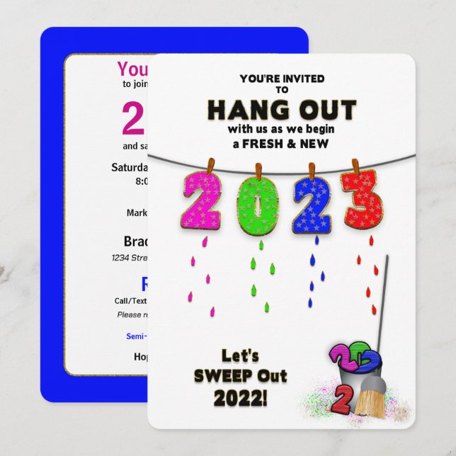 New Years Eve Unique Fresh and New Colourful Party Invitation (Front/Back)