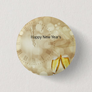 New Year's Eve with champagne glasses 1 Inch Round Button