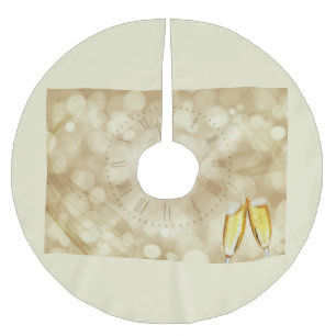 New Year's Eve with champagne glasses  Brushed Polyester Tree Skirt