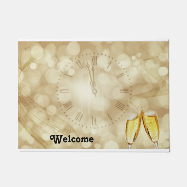 New Year's Eve with champagne glasses   Doormat (Front)