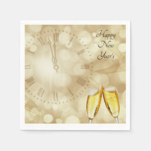 New Year's Eve with champagne glasses   Napkin