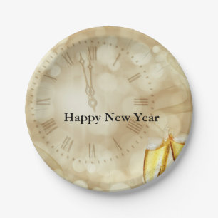 New Year's Eve with champagne glasses  Paper Plate