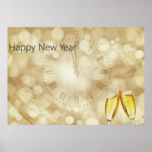 New Year's Eve with champagne glasses  Poster (Front)
