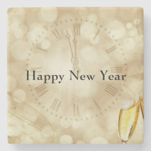 New Year's Eve with champagne glasses Stone Coaster