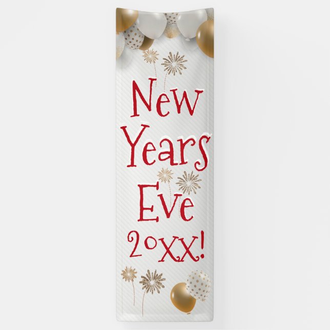 New Years Eve, Year, Sign, Gold, Banner (Vertical)