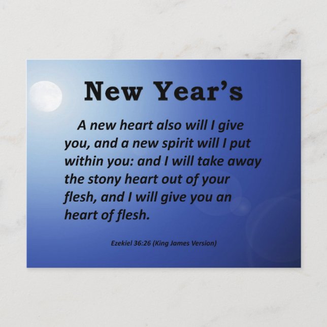 New Year's Ezekiel 36-26 Holiday Postcard (Front)