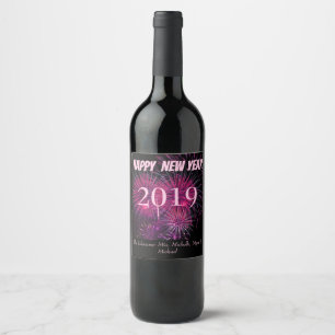 New Years Firework Celebration Wine Label