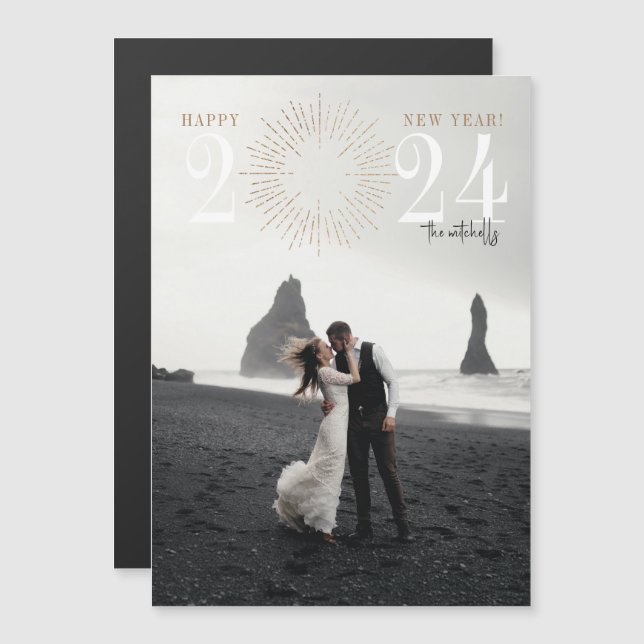 New Years Fireworks Burst Elegant Holiday Magnet (Front/Back)