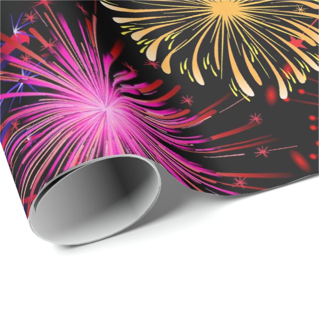 New Years fireworks party pattern wrap Wrapping Paper (Roll Corner)