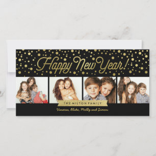 New Years Gold Dots 4-Photo Card