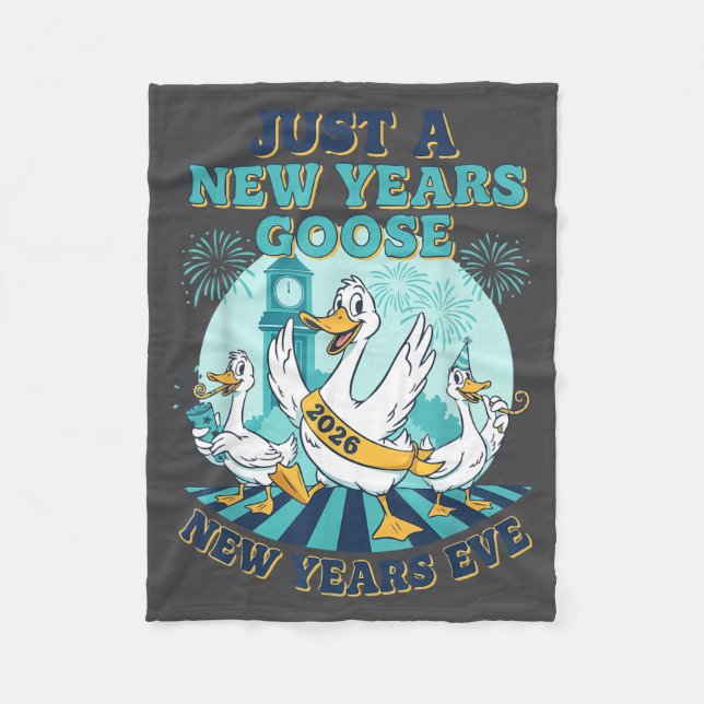 New Years Goose 2026 Celebration Fun  Fleece Blanket (Front)