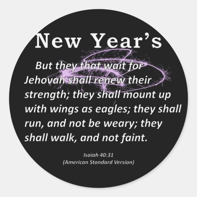 New Year's Isaiah 40-31 Classic Round Sticker (Front)