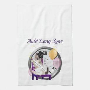 New Year's Kitten Personalized Kitchen Towel