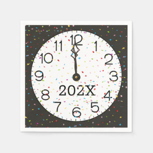 New Years Midnight Clock Party Napkin