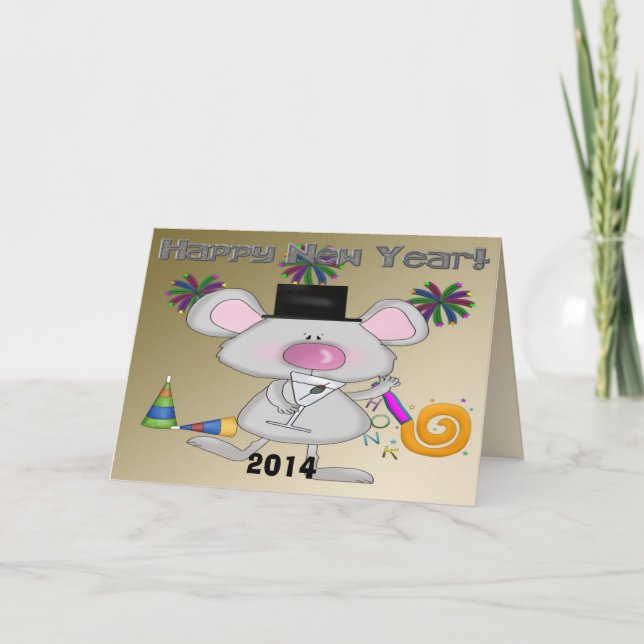 New Year's Mouse Greeting Card (Front)