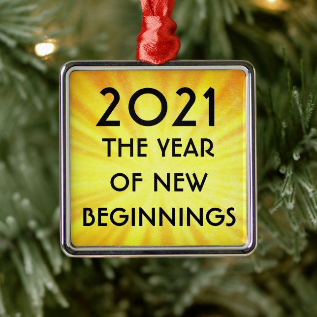 New Years New Beginnings 2021 Metal Ornament (Tree)