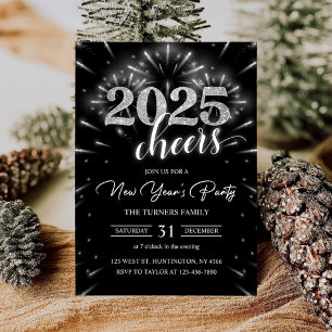 New Year's Party 2025 Silver Modern Invitation