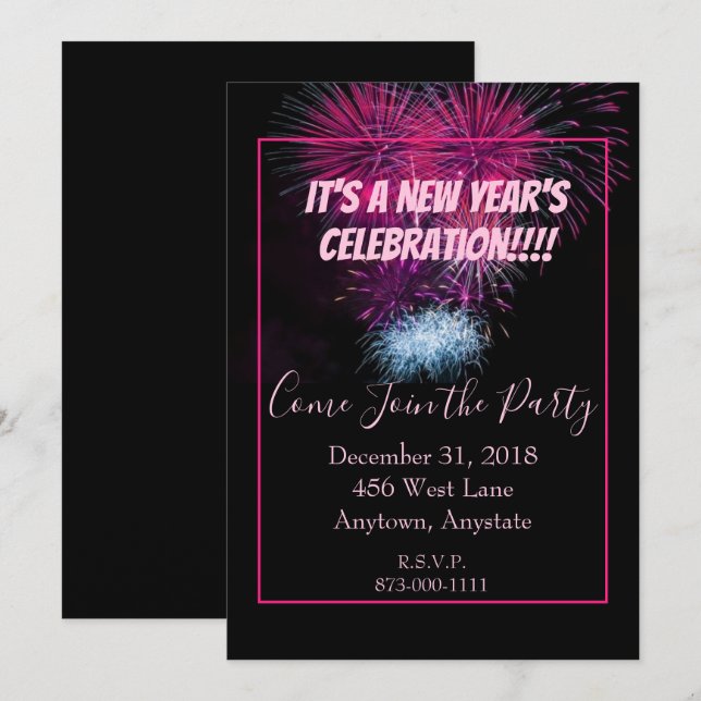New Year's Party and Festivities Invitation (Front/Back)