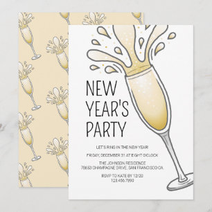 New Years Party Champagne Invitation