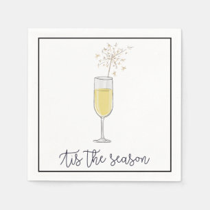 New Years Party Champagne Sparkler Black Border Napkin