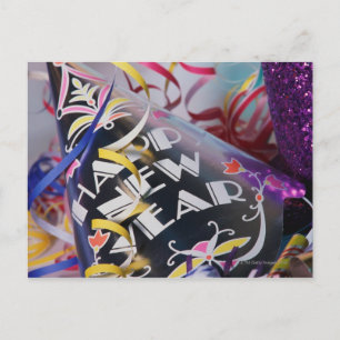 New Year's party hats and streamers Holiday Postcard
