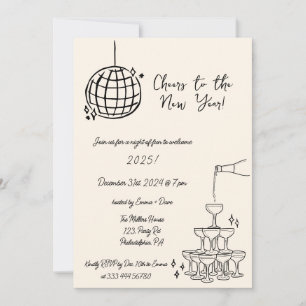 New Years Party Invite hand drawn scribble