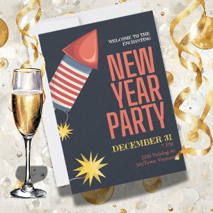 New Year's Party with Bottle Rocket  Invitation