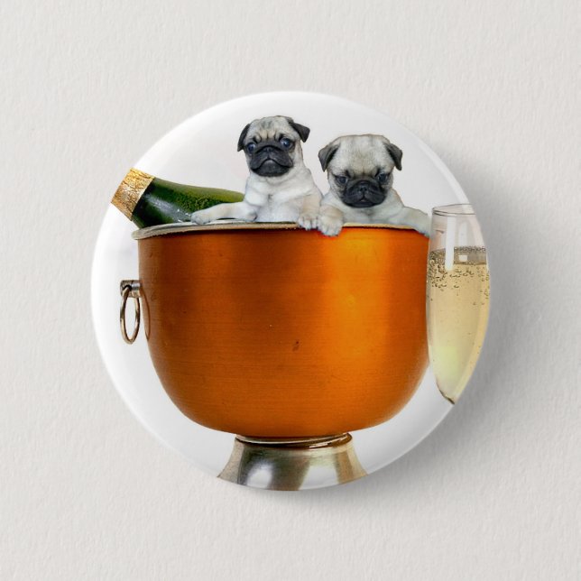 New Years pugs button (Front)