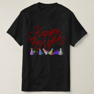 New Years Red Cursive Text T-Shirt