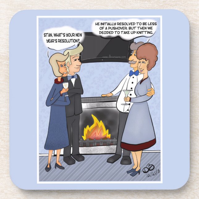 New Year's Resolution Funny Hard Plastic Coaster (Front)