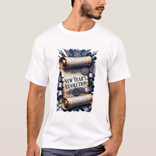 New Year's Resolution T-Shirt, Ornate Scroll T-Shirt (Front)