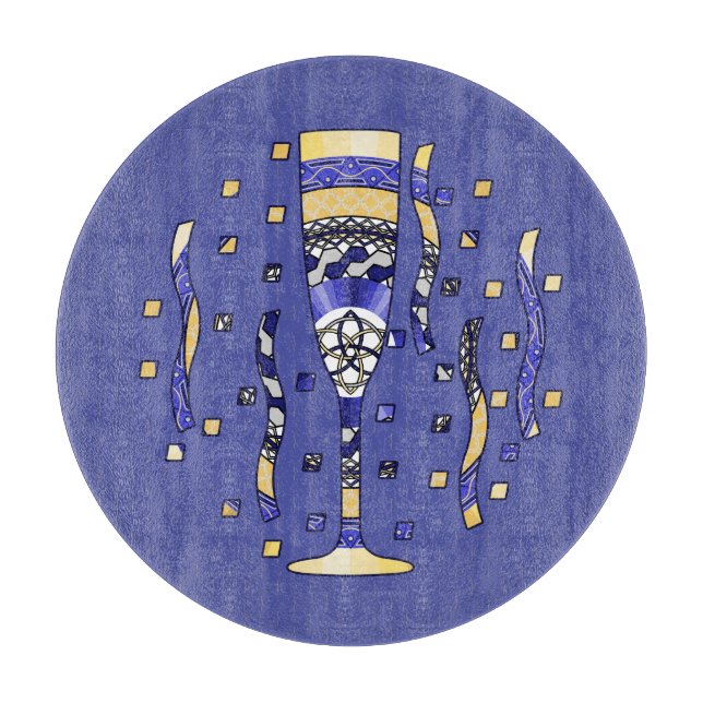 New Year's Toast Glass Cutting Board (Front)