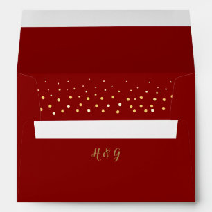 New Years wedding Red And Gold Glitter Envelope