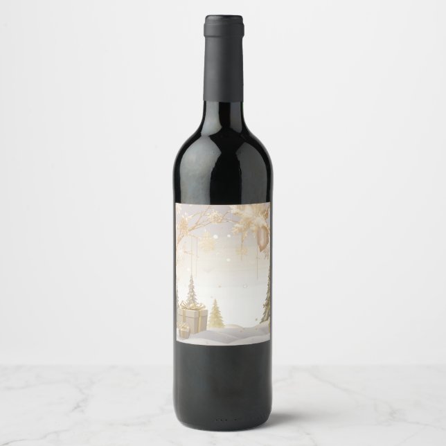 New Year's Wine Bottle Wine Label (Front)