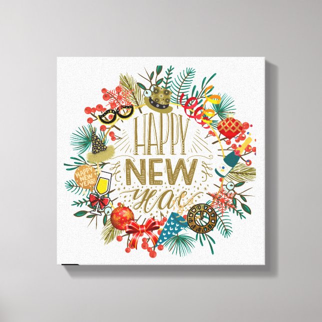 New Year's Wreath Canvas Print (Front)