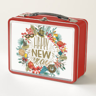 New Year's Wreath Metal Lunch Box