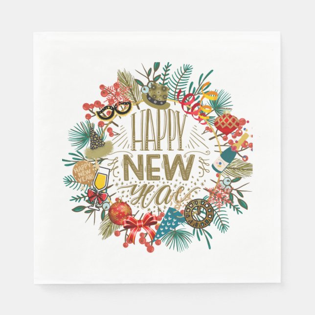 New Year's Wreath Napkin (Front)