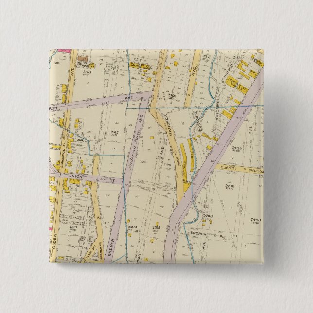 New York 10 2 Inch Square Button (Front)