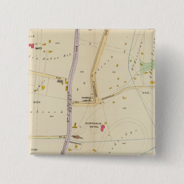 New York 15 2 Inch Square Button (Front)